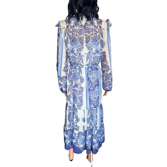 NWT Julia Jordan Blue Paisley Floral Print Midi Dress - Picture 8 of 8